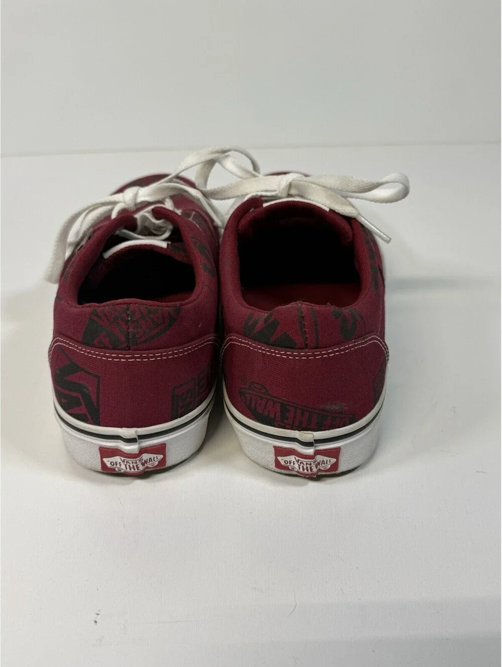 VANS Authentic Burgundy/Black/White Logo Canvas Lace-Up Low Top Sneakers Men